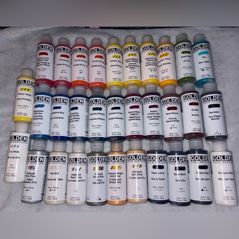 Liquitex 30 sealed Golden Fluid Acrylics 4oz